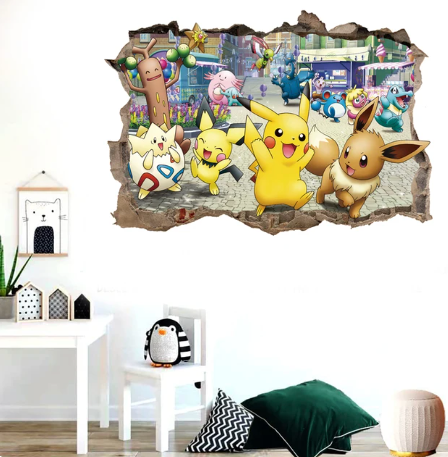 Cartoon Pikachu & Gang Wall Sticker