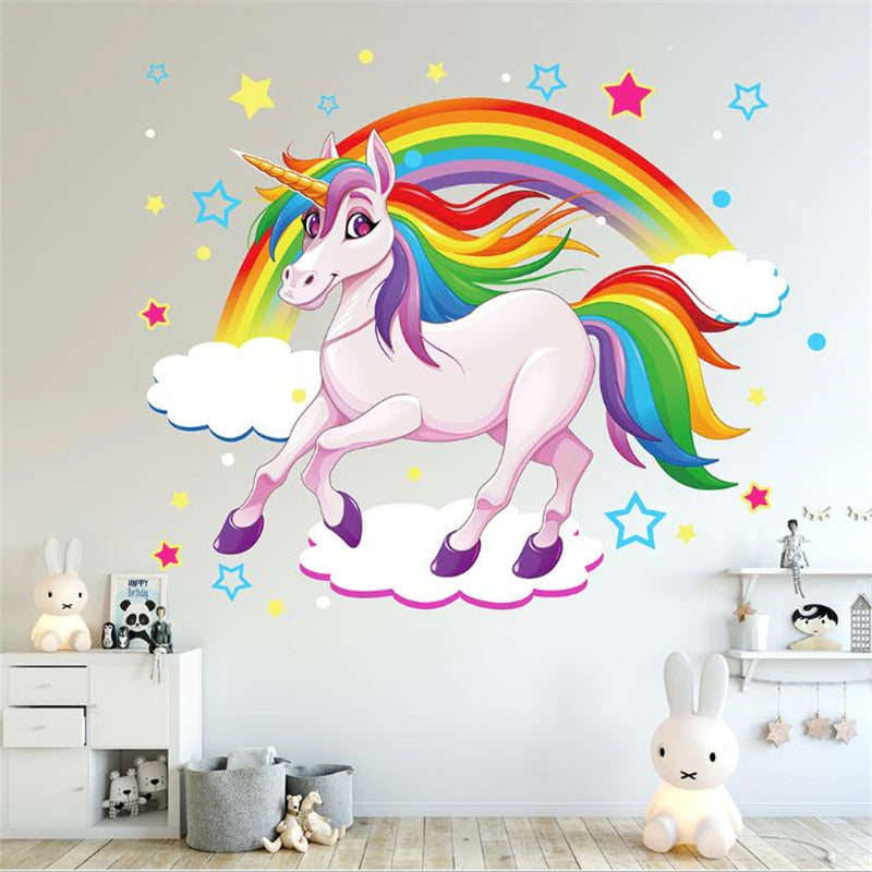 3D Cartoon Unicorn Wall Stickers