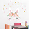 Cute Pink Flowers Bunny Wall Stickers