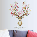 Deer Flowers Wall Stickers