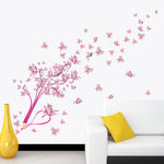 Pink Pencil Butterfly Flower Wall Sticker