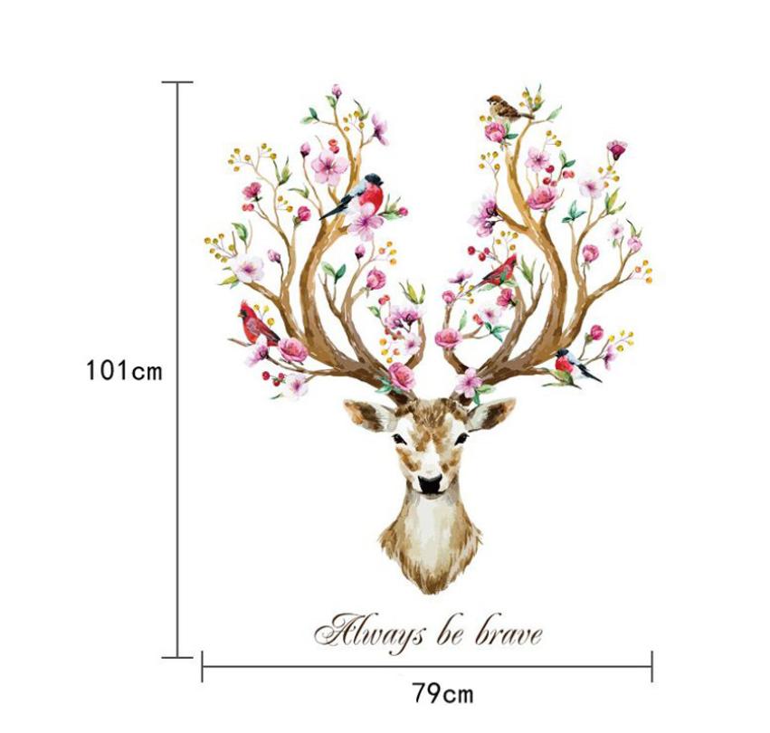 Deer Flowers Wall Stickers