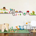 Cartoon Highway Track Cars Wall Stickers