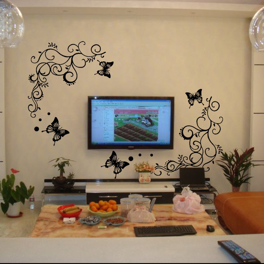 Black Butterflies & Floral Wall Stickers