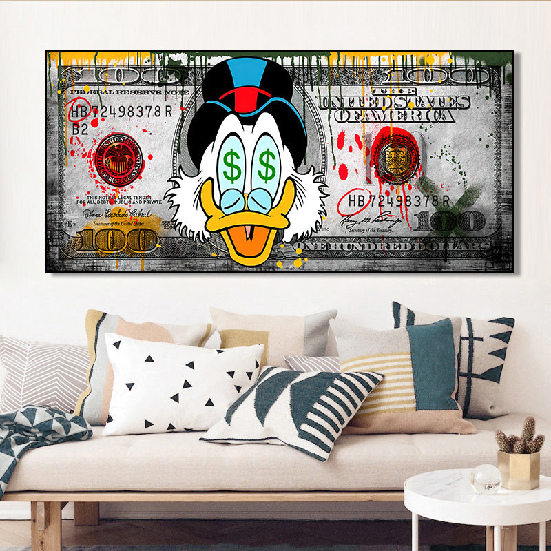 Disney Cartoon Donald Duck Poster Prints Abstract Money Wall Art