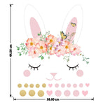 Cute Pink Flowers Bunny Wall Stickers