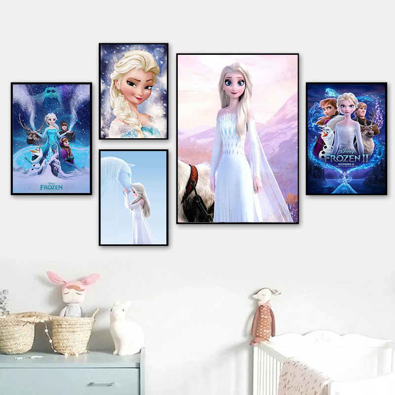 Disney Princess Anna Elsa Cartoon Posters