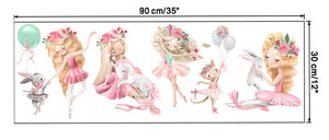 Cute Ballet Girl Bunny Wall Stickers