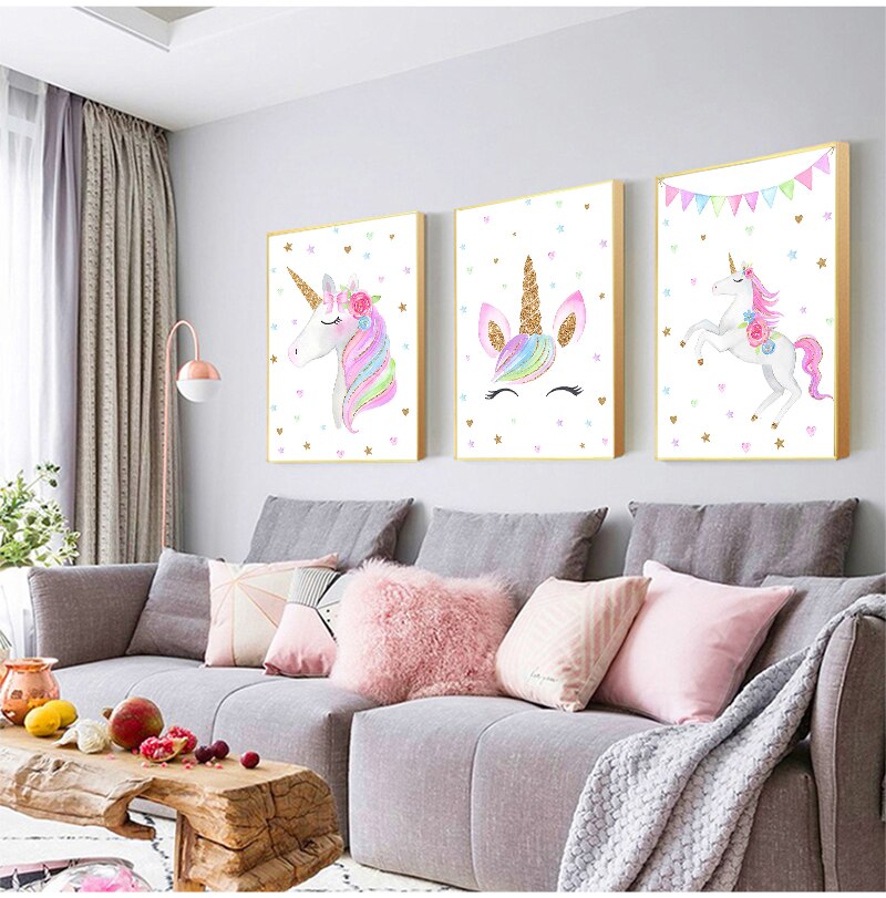 Rainbow Unicorn Wall Art Canvas