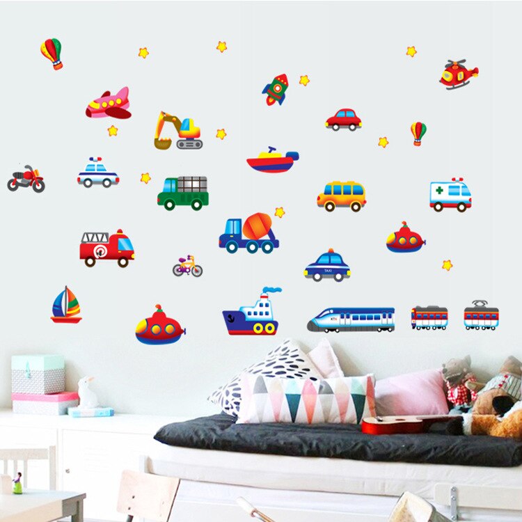 Cartoon Cars, Trains , Motorbike & Ship Wall Stickers