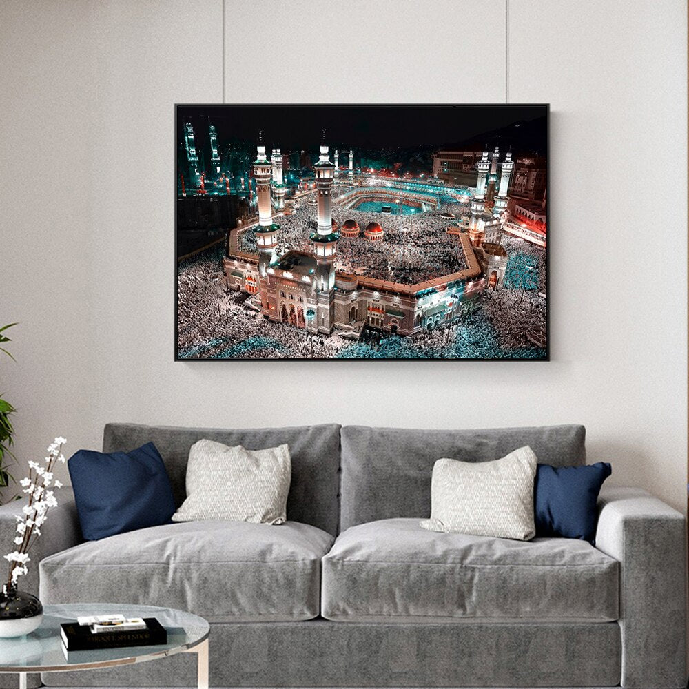 Great Mosque of Mecca Night View Canvas