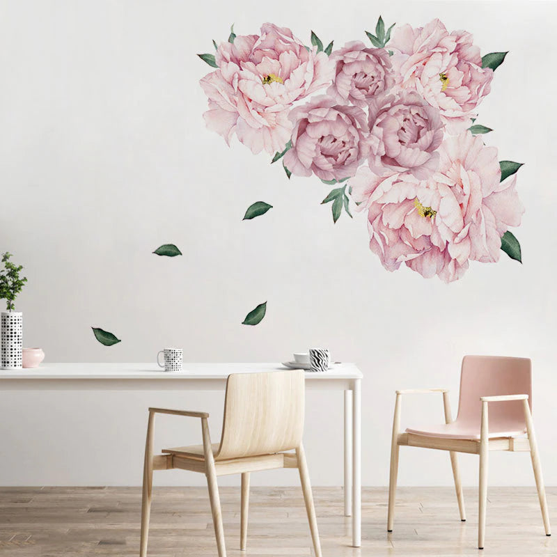 Sweet Pink Peony Flower Wall Sticker