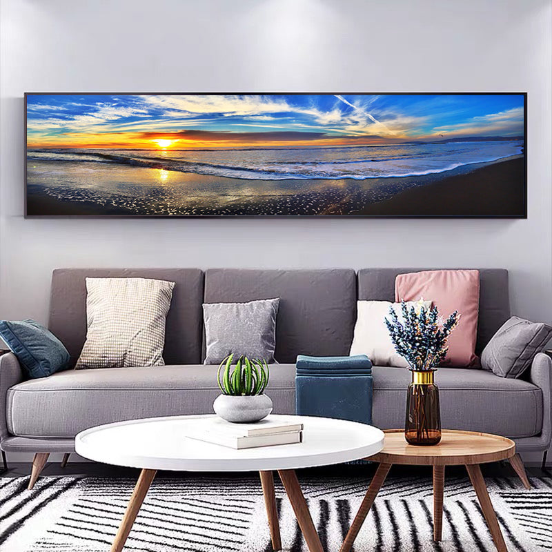 Modern Classic Blue Sky Sunset Sea Landscape Art