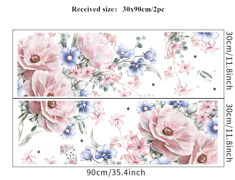 Pink Blue Flowers Wall Stickers