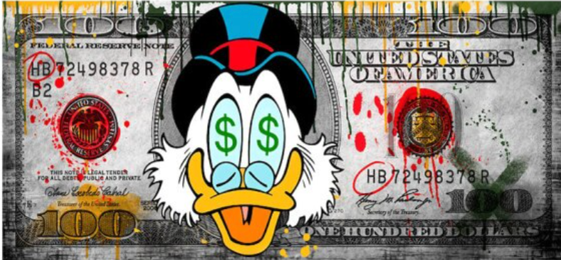 Disney Cartoon Donald Duck Poster Prints Abstract Money Wall Art