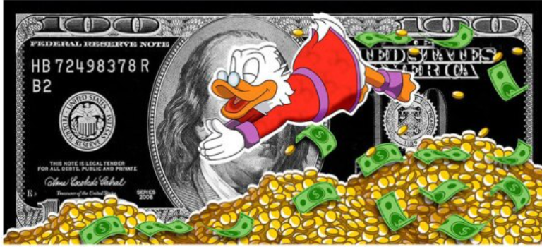 Disney Cartoon Donald Duck Poster Prints Abstract Money Wall Art