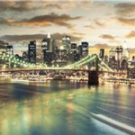 Night View of Brooklyn Bridge Landscape Canvas