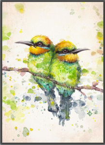 Watercolour Hummingbird Sparrow Wall Art