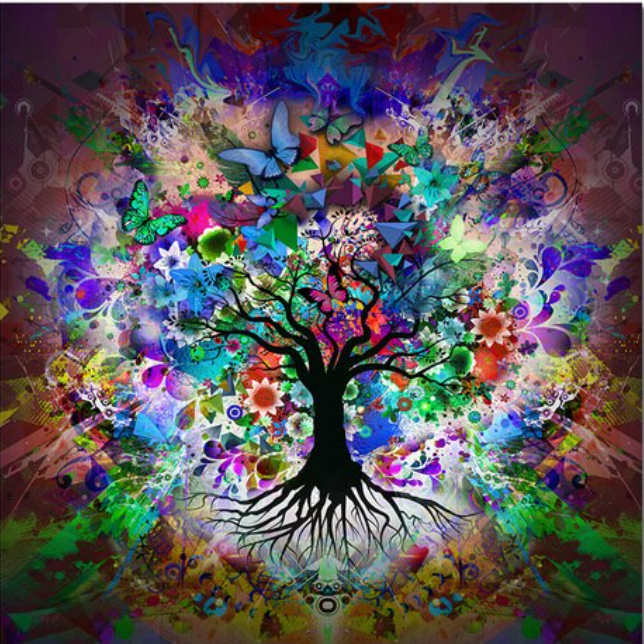 Abstract Graffiti Butterfly Tree Canvas