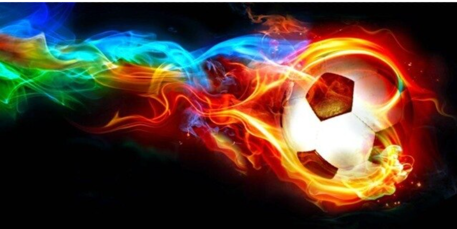 Soccer Ball On Fire Rainbow Modern Wall Art
