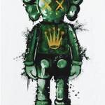 Green Doll Skull Graffiti Wall Art