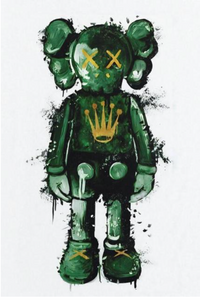 Green Doll Skull Graffiti Wall Art