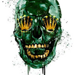 Green Doll Skull Graffiti Wall Art