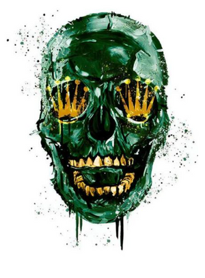 Green Doll Skull Graffiti Wall Art