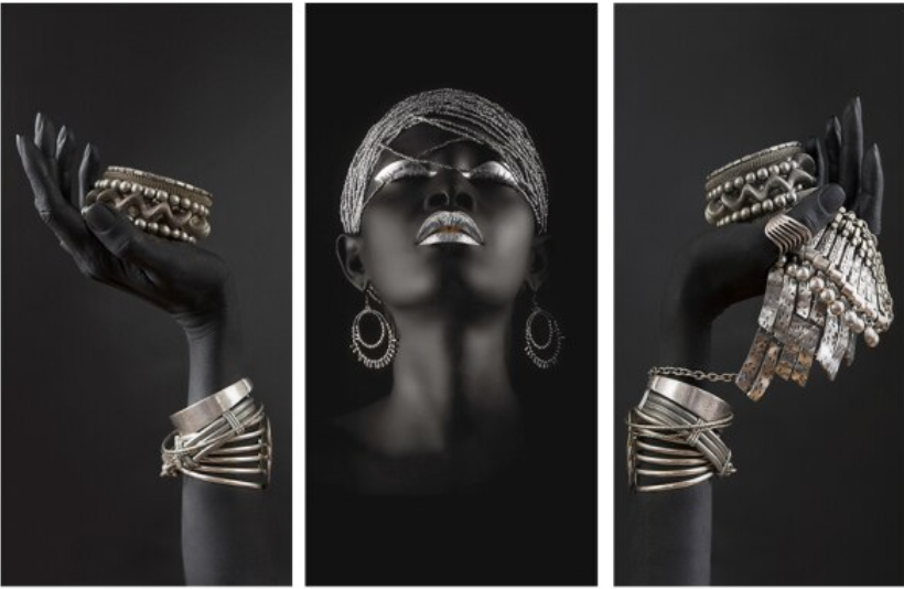 Black Woman With Silver Jewellery Wall Art