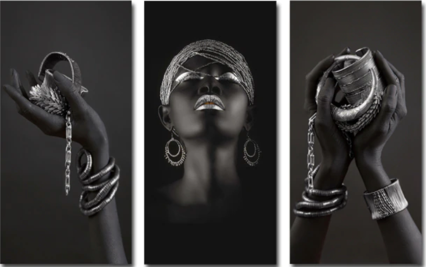 Black Woman With Silver Jewellery Wall Art