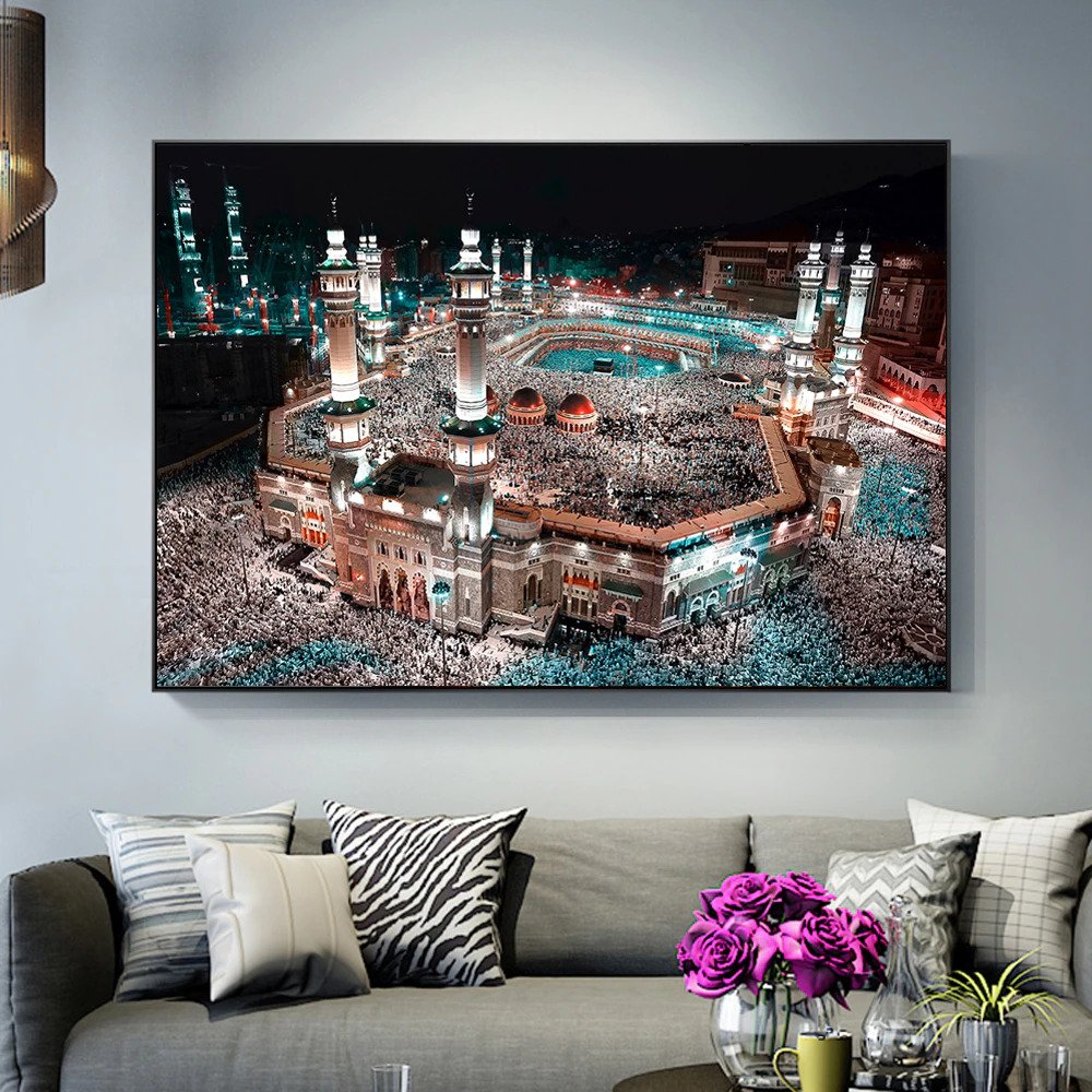 Great Mosque of Mecca Night View Canvas