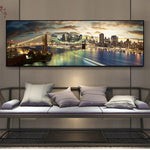 Night View of Brooklyn Bridge Landscape Canvas