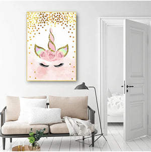 Pink Unicorn Nursery Quotes Art