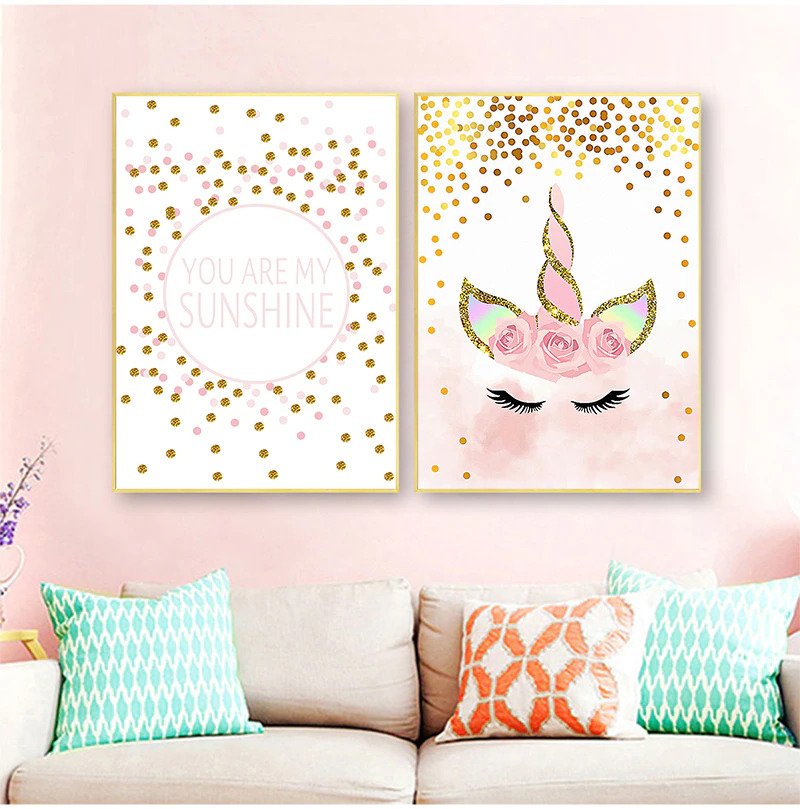 Pink Unicorn Nursery Quotes Art