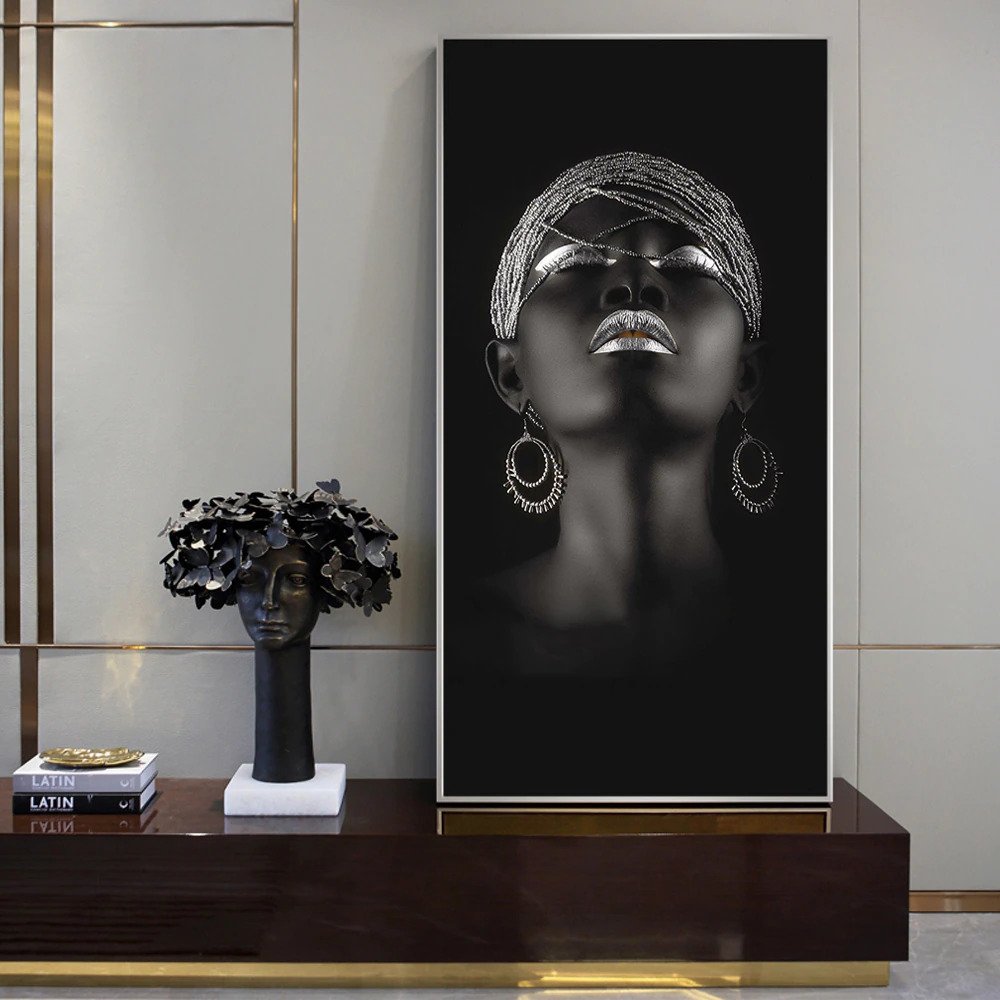 Black Woman With Silver Jewellery Wall Art