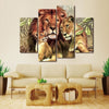 4 Panels Canvas Painting Print A Family of Three Lions - Pretty Art Online