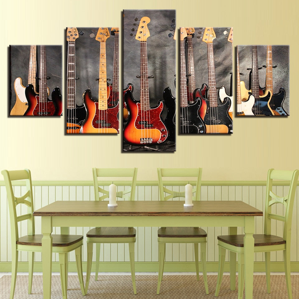 5 Pieces Bass Guitar Collage - Pretty Art Online