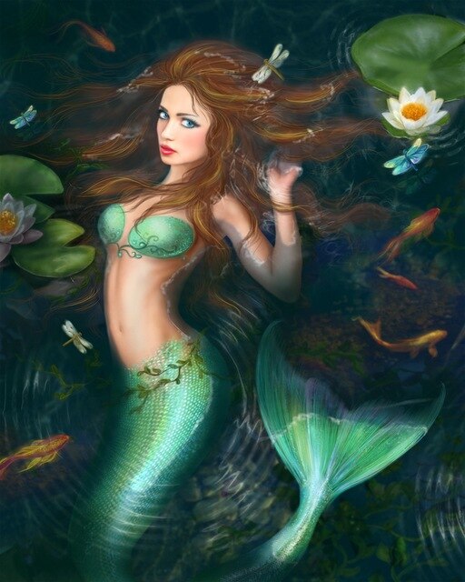 Mermaid Poster Canvas Wall Art Painting for Living Room - Pretty Art Online