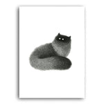 Modern Cute Black Hairy Cat Canvas