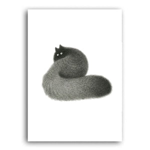 Modern Cute Black Hairy Cat Canvas