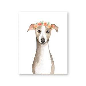 Puppy Floral Crown Dogs Canvas