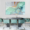 3 Panels Abstract Teal Marble Artwork Canvas Painting - Pretty Art Online