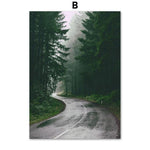 Mountain Lake & Forest Road Canvas Art