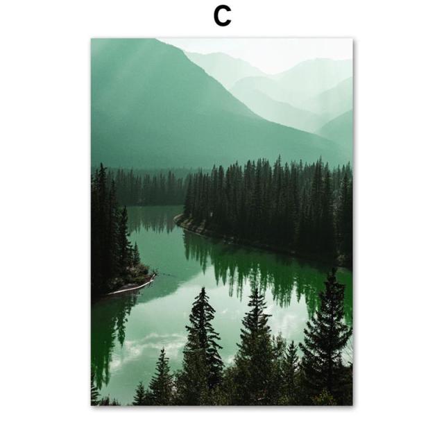 Mountain Lake & Forest Road Canvas Art