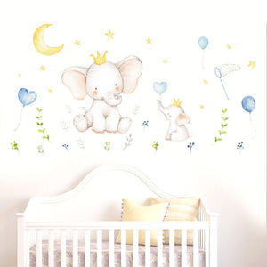 Cute Animal Elephant & Rabbit Vinyl Wall Decals