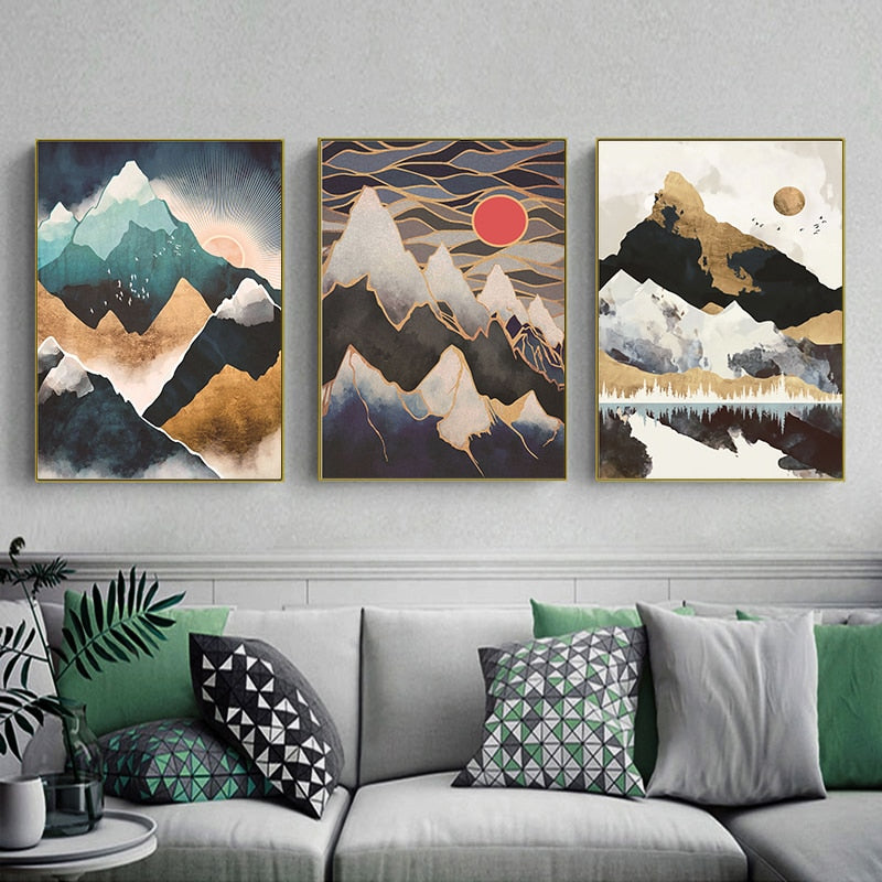 Modern Abstract Landscape Mountains Artwork