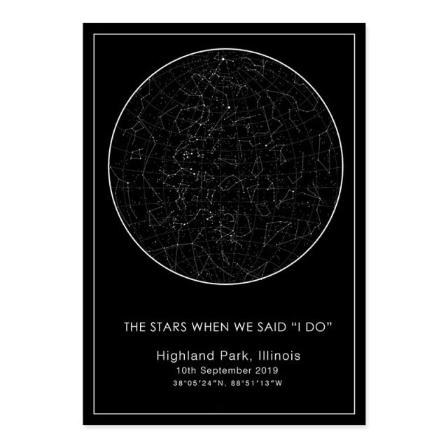 Custom Star Map Night Sky & Moon Canvas