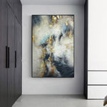 Grey & Yellow Golden Blue Abstract Dreamlike Artwork