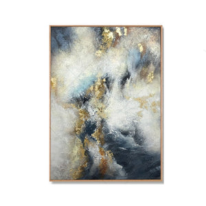 Grey & Yellow Golden Blue Abstract Dreamlike Artwork