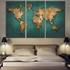 World Map Canvas Wall Art Vintage Dark Green - Pretty Art Online